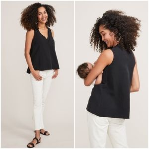 Hatch Black Linen Blend Nursing Tank Size 2
